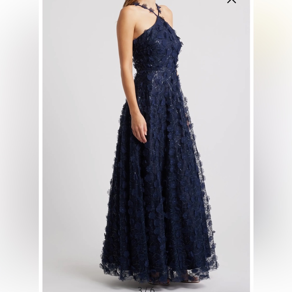Eliza J Navy Embellished Halter Maxi Dress - Picture 5 of 11